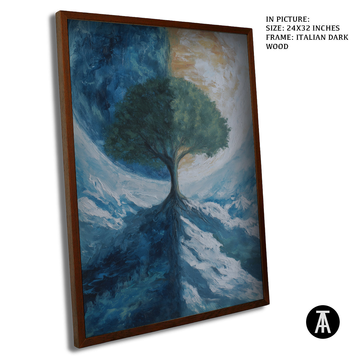 Artwork in Dark Wood Frame