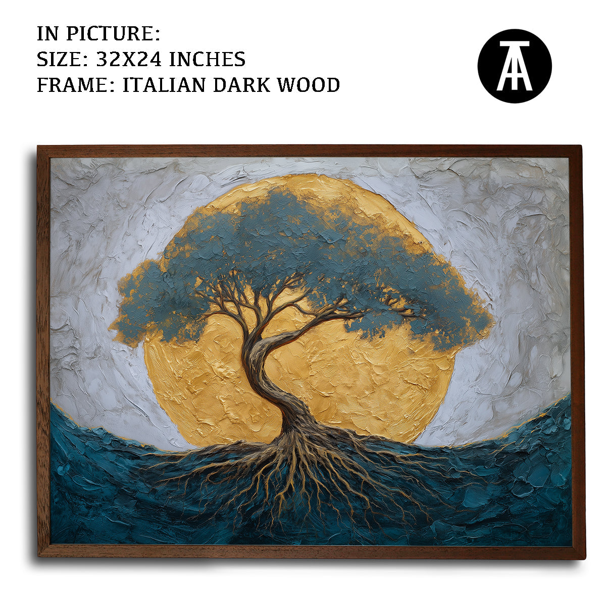 Artwork in Dark Wood Frame