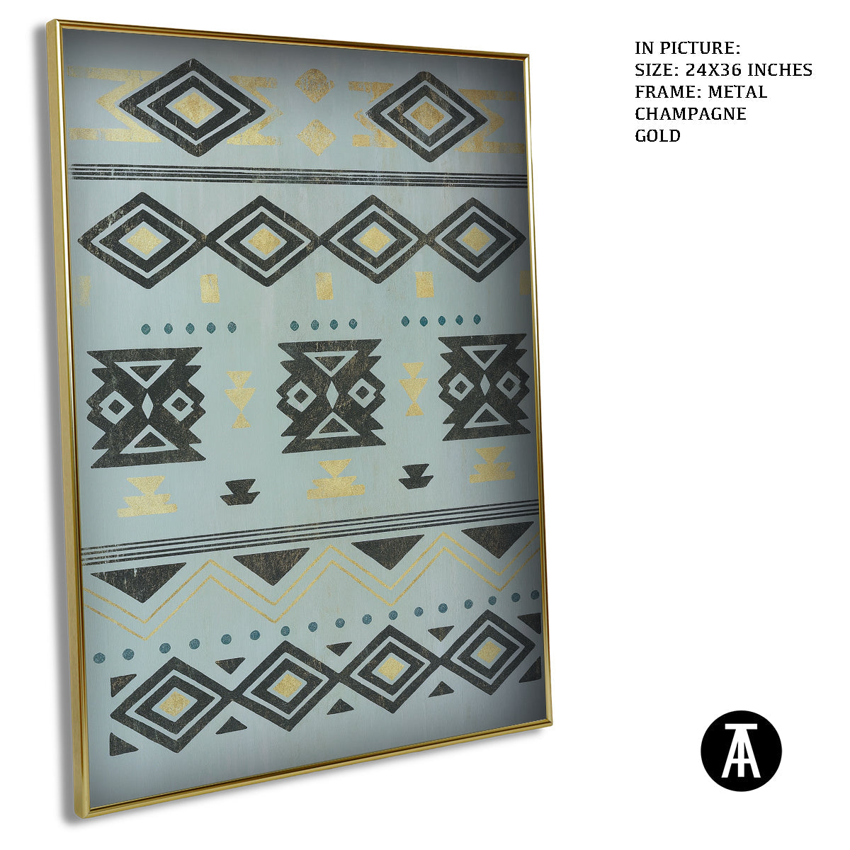 Artwork in Metal Champagne Gold Frame