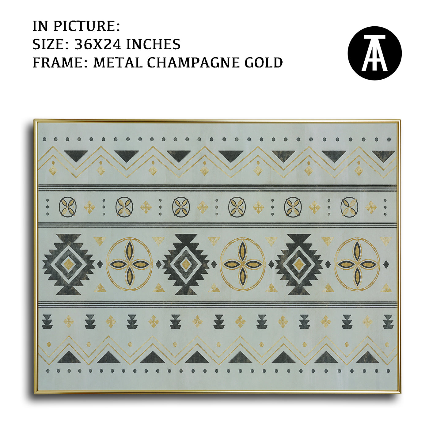 Artwork in Metal Champagne Gold Frame