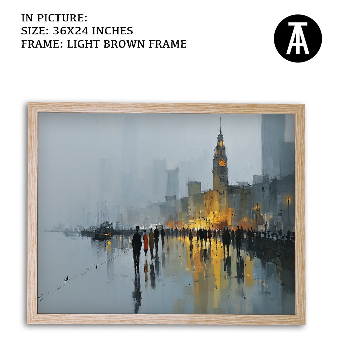 Artwork in Light Brown Frame