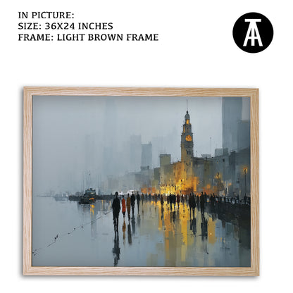 Artwork in Light Brown Frame