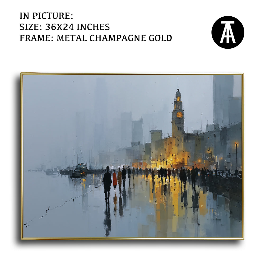 Artwork in Metal Champagne Gold Frame