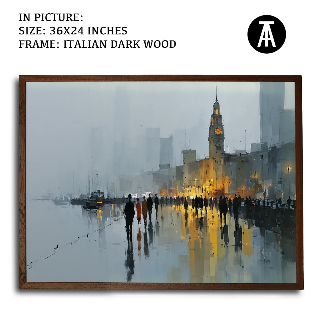 Artwork in Dark Wood Frame
