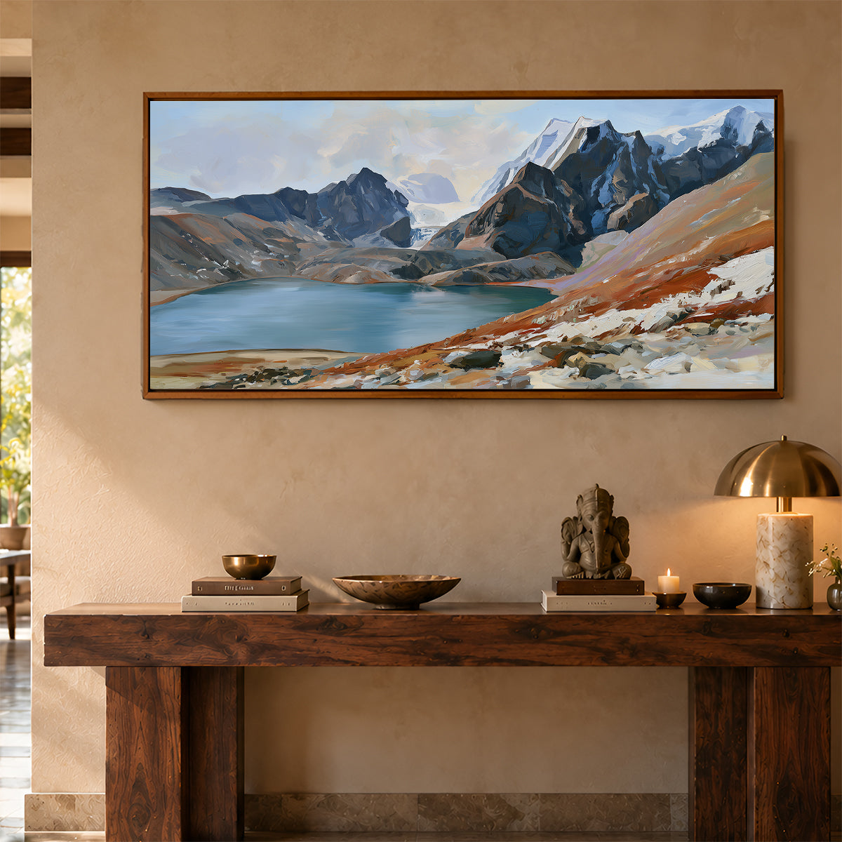 Panoramic Indian Painting in a Lifestyle Setting