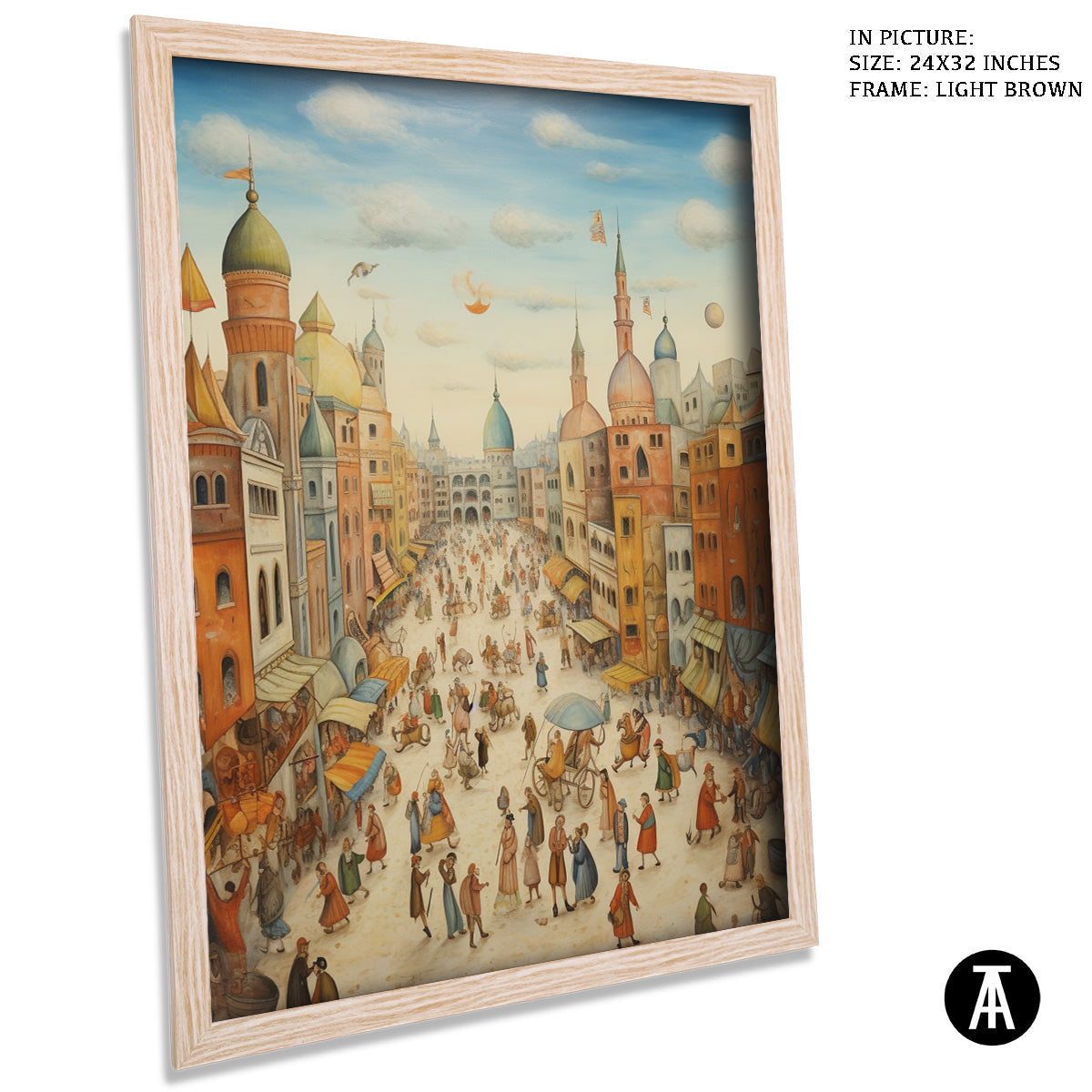Sample Artwork in Light Brown Frame