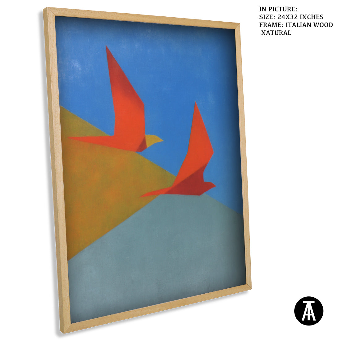 Artwork in Natural Wood Frame