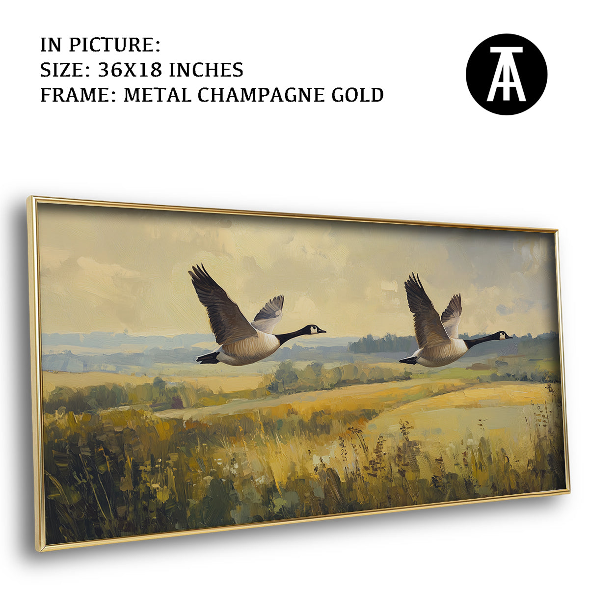 Artwork in Metal Champagne Gold Frame