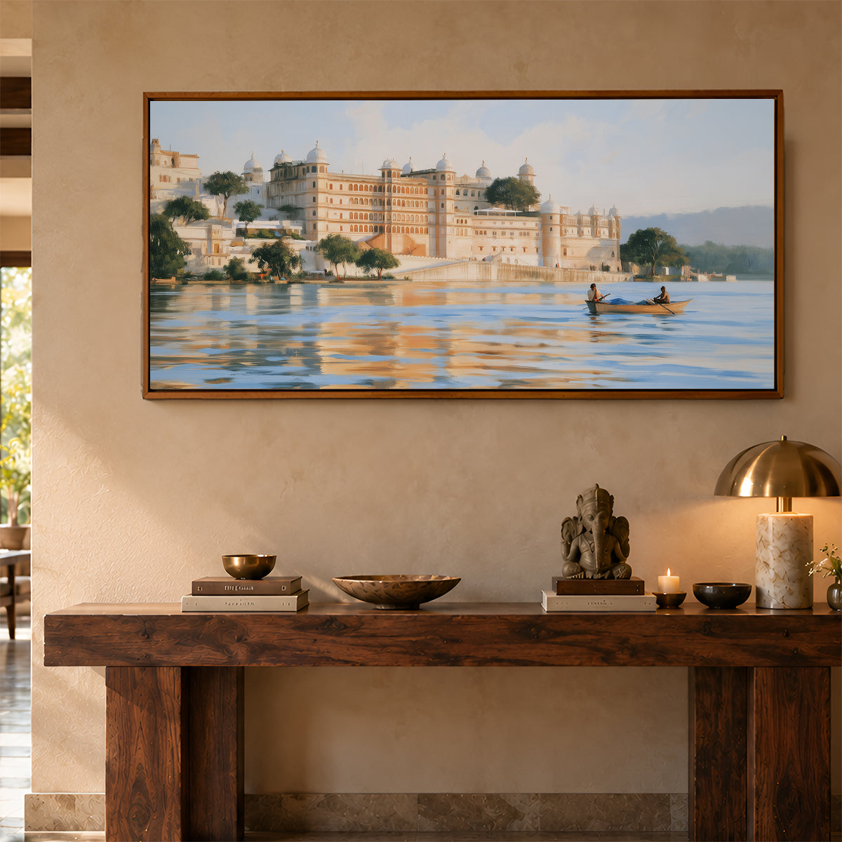 Panoramic Indian Painting in a Lifestyle Setting