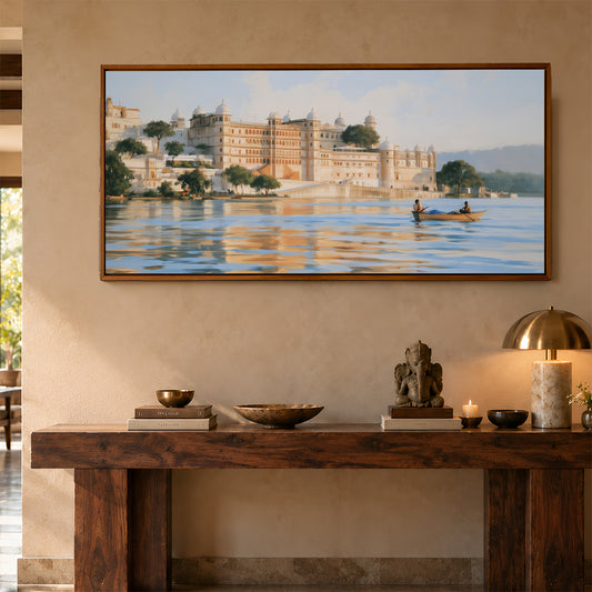 Panoramic Indian Painting in a Lifestyle Setting