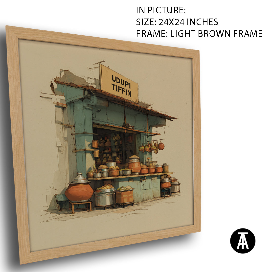 Artwork in Light Brown Frame