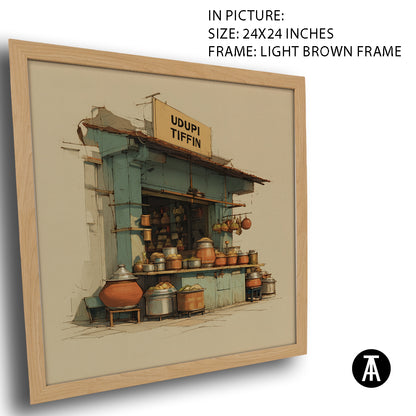 Artwork in Light Brown Frame