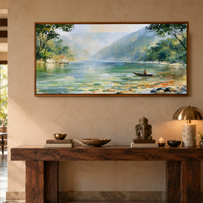 Panoramic Indian Painting in a Lifestyle Setting