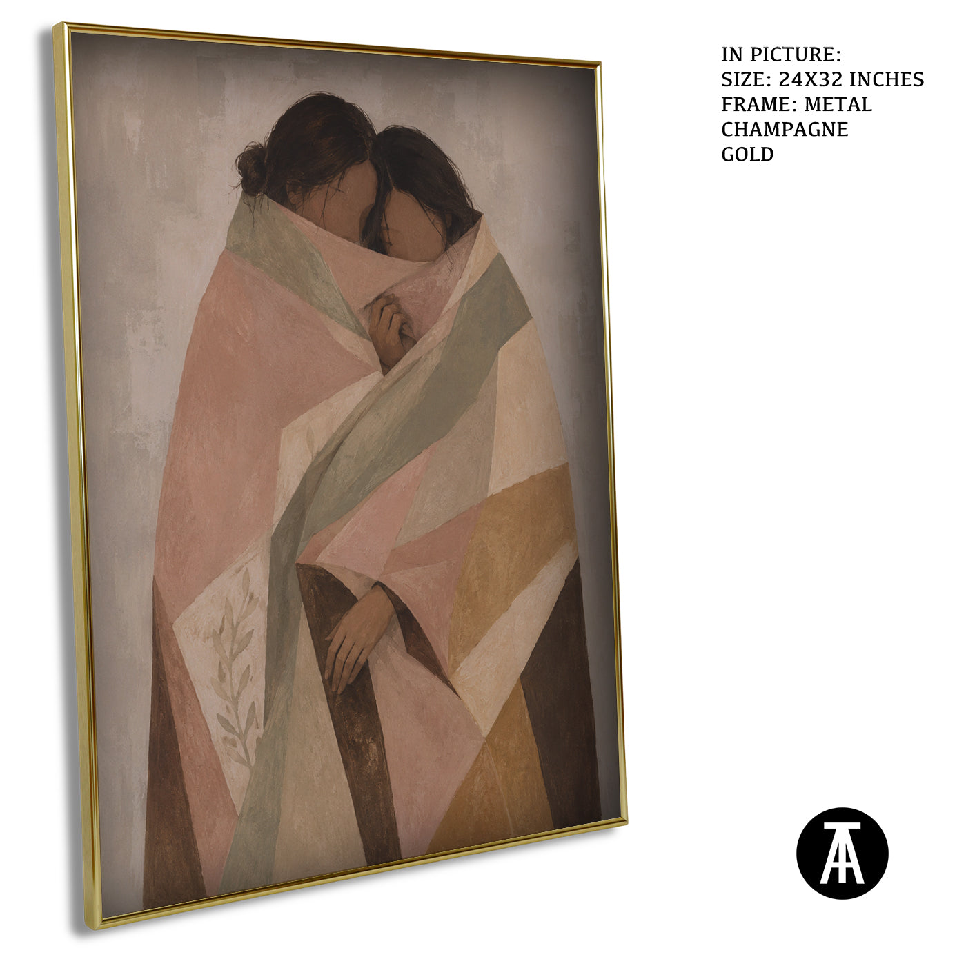 Artwork in Metal Champagne Gold Frame