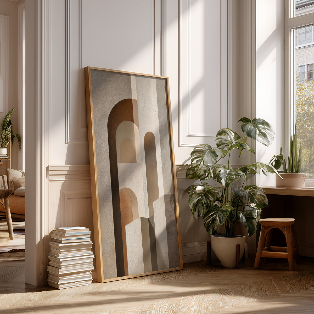 Panoramic Indian Painting in a Lifestyle Setting