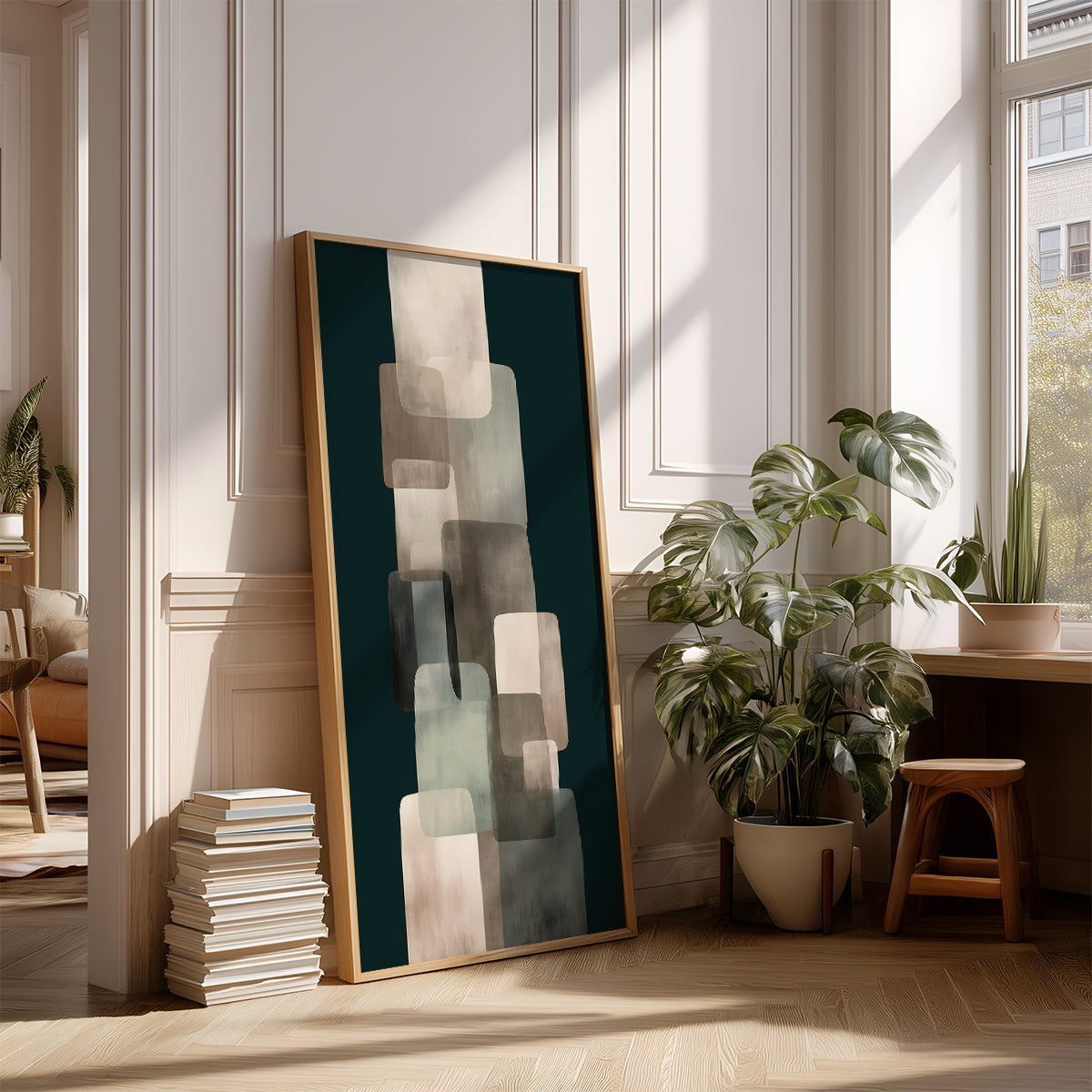 Panoramic Indian Painting in a Lifestyle Setting