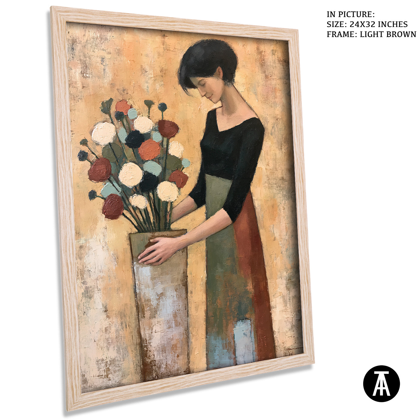 Artwork in Light Brown Frame