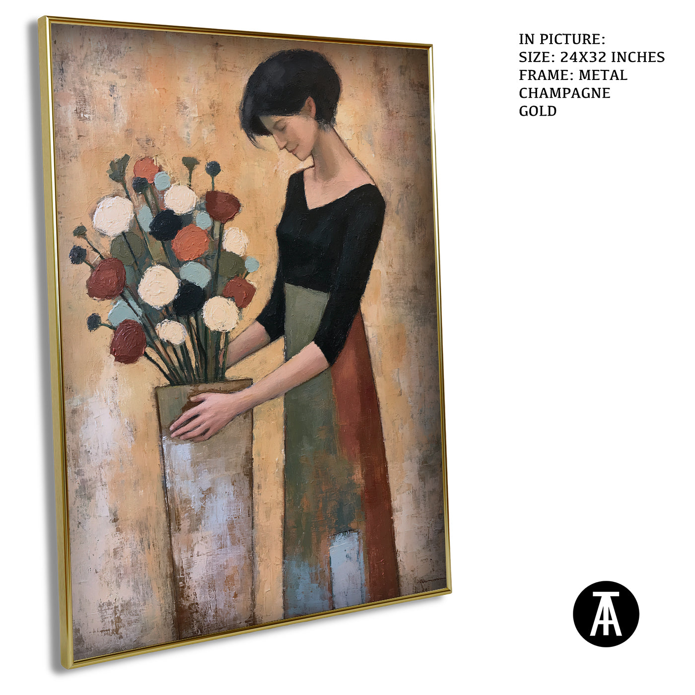 Artwork in Metal Champagne Gold Frame