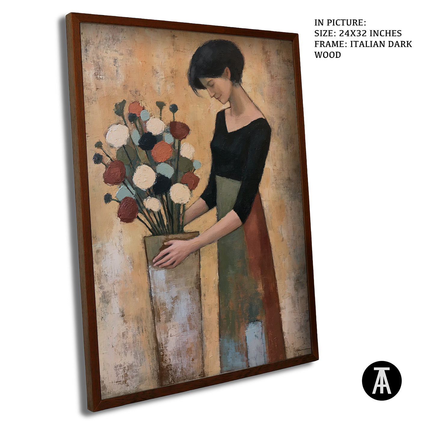 Artwork in Dark Wood Frame