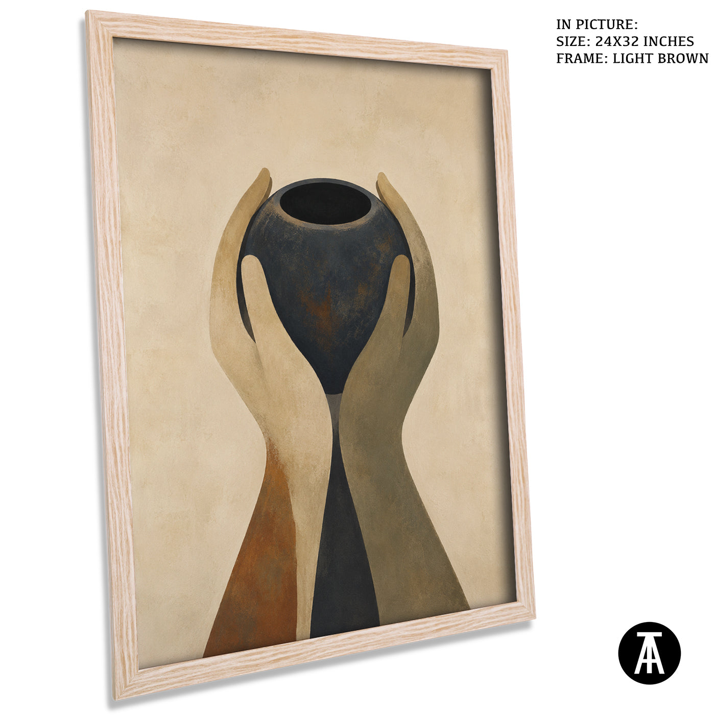 Artwork in Light Brown Frame