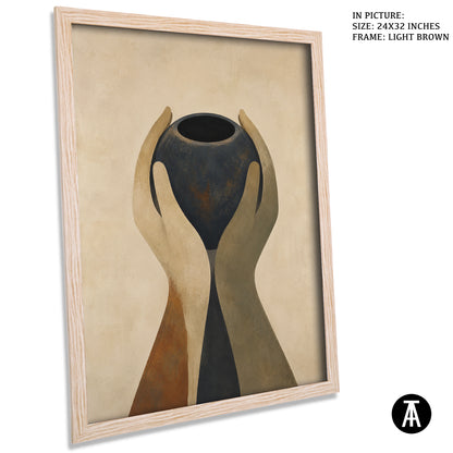 Artwork in Light Brown Frame