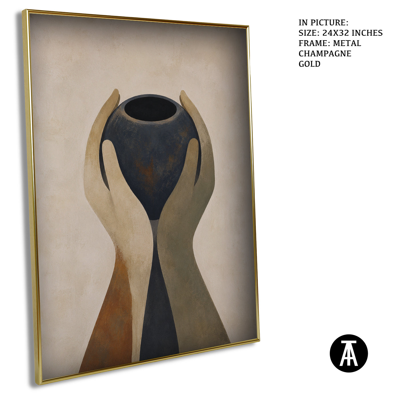 Artwork in Metal Champagne Gold Frame