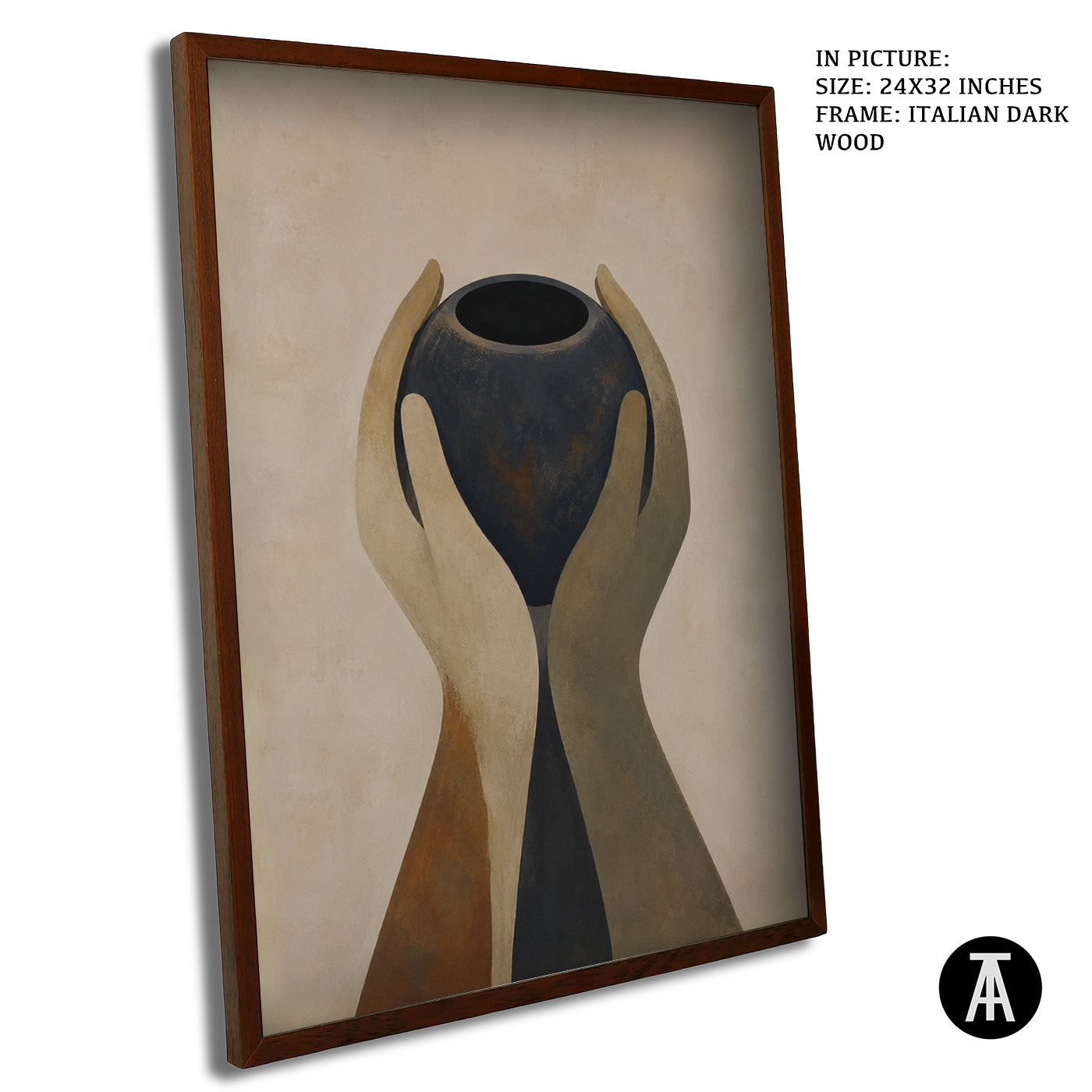 Artwork in Dark Wood Frame