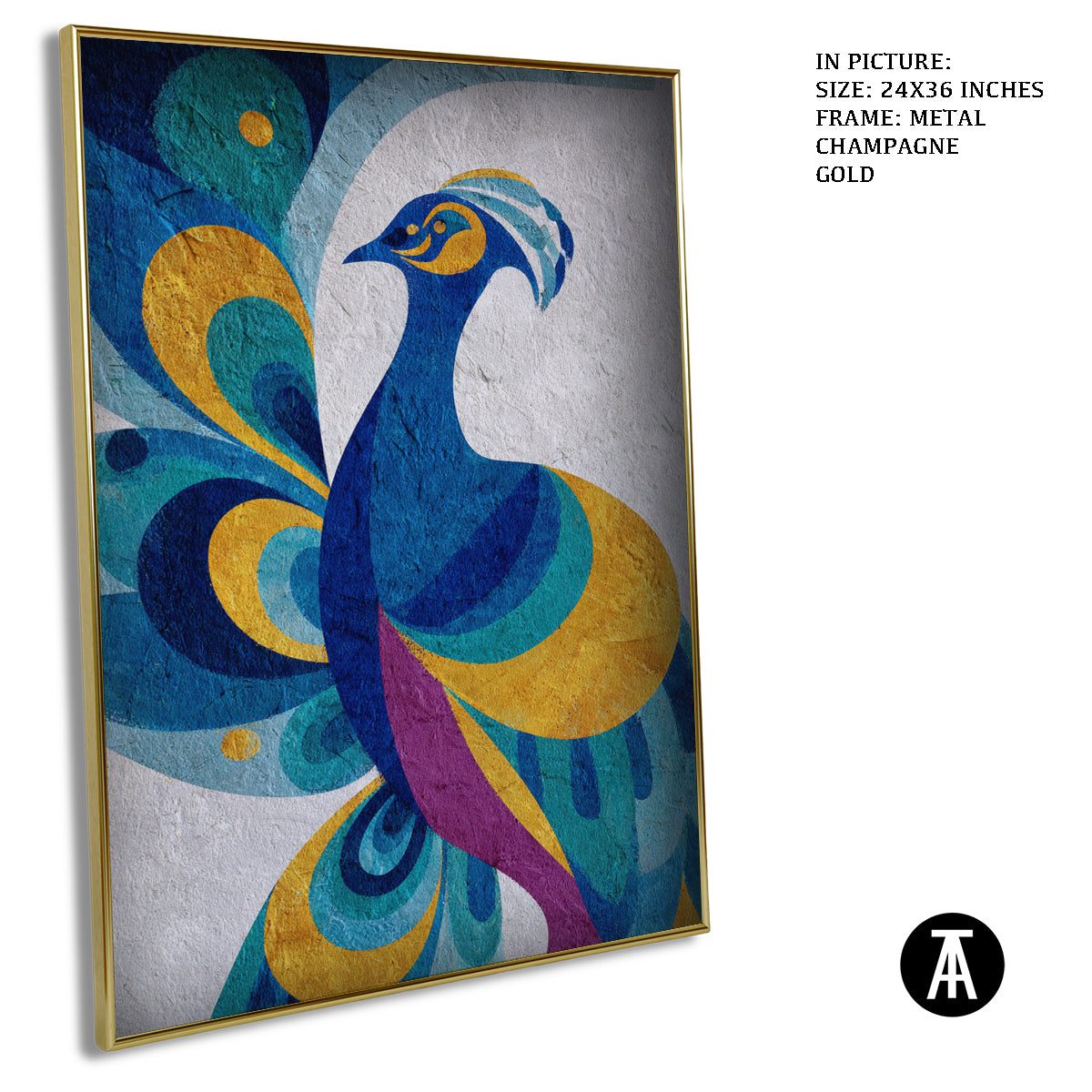 Artwork in Metal Champagne Gold Frame