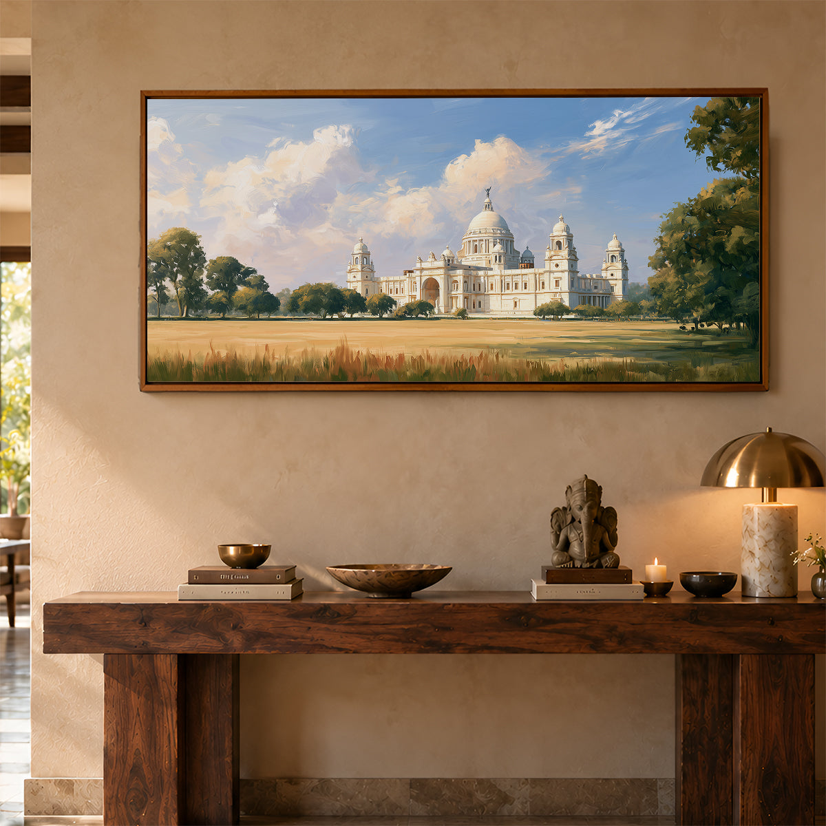 Panoramic Indian Painting in a Lifestyle Setting