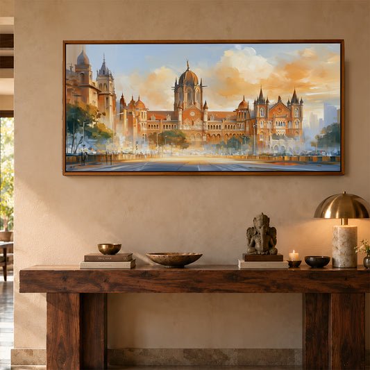 Panoramic Indian Painting in a Lifestyle Setting