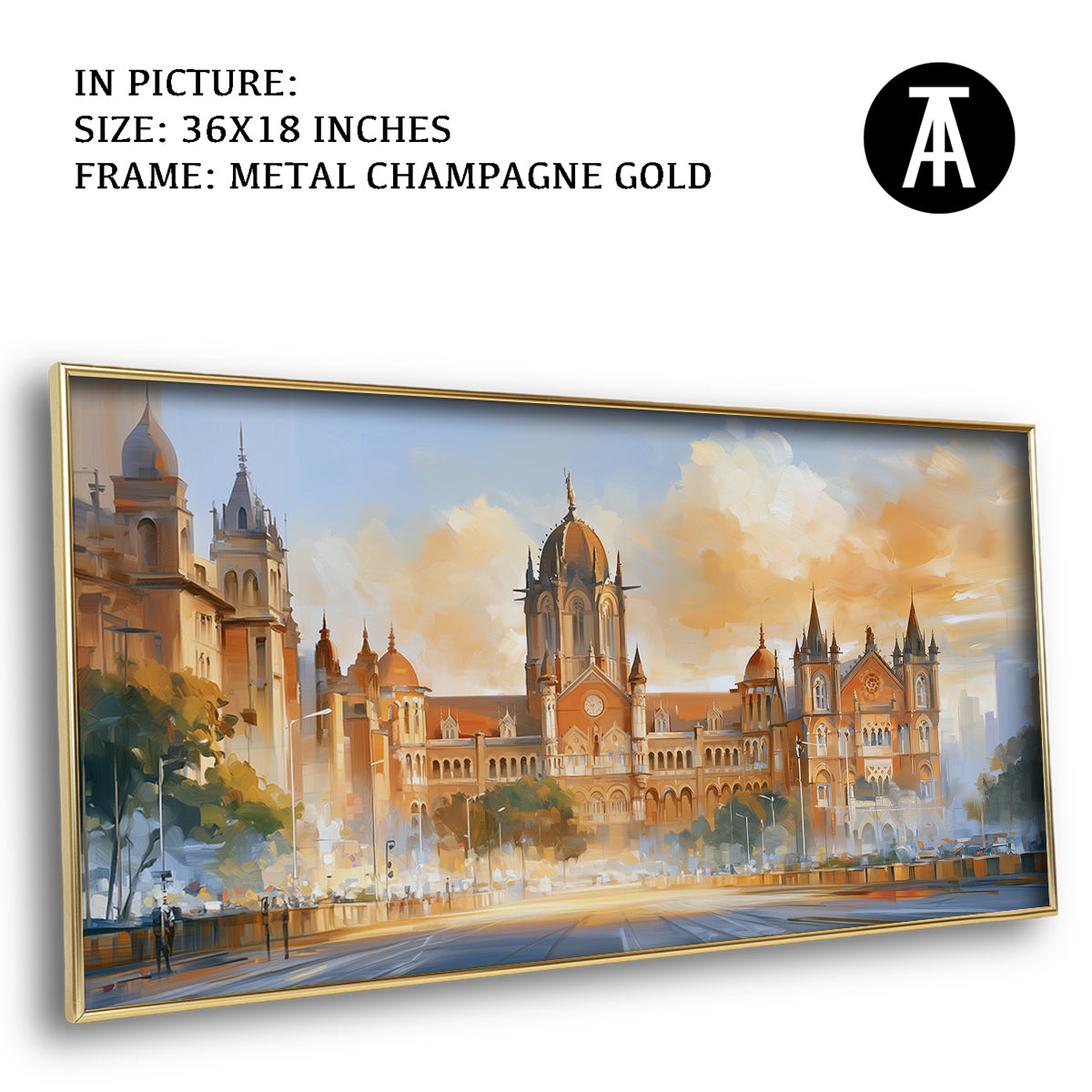 Artwork in Metal Champagne Gold Frame