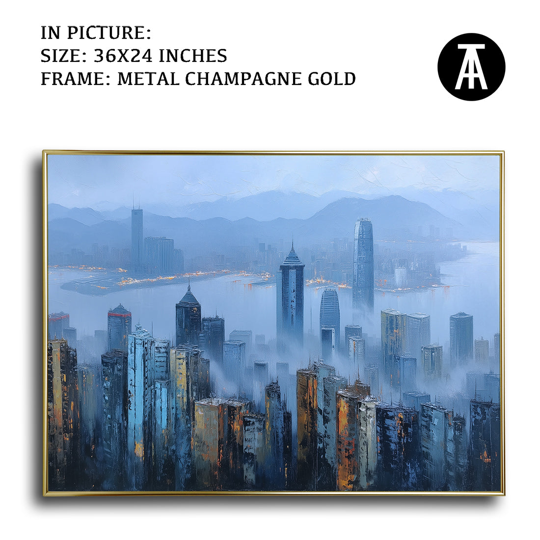 Artwork in Metal Champagne Gold Frame