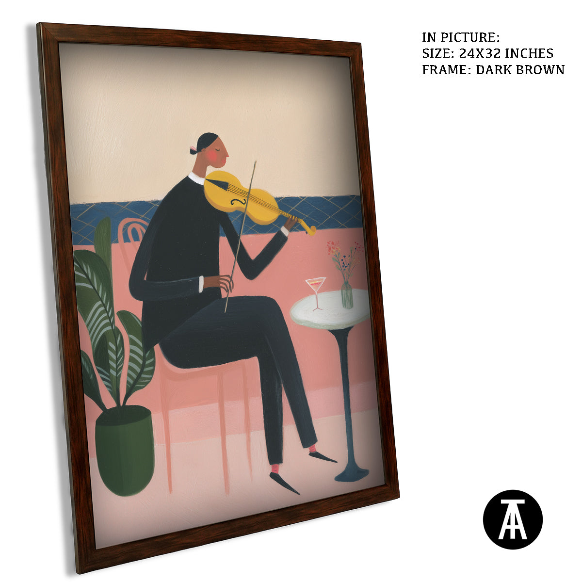 Artwork in Dark Brown Frame