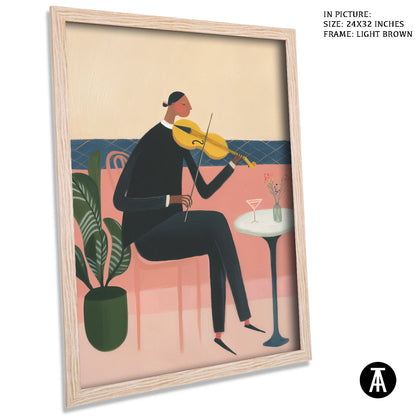 Artwork in Light Brown Frame