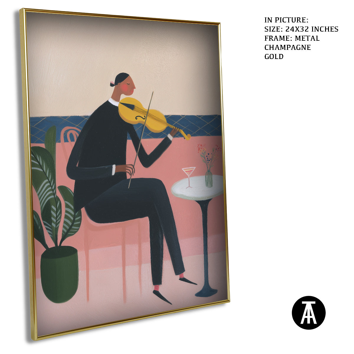 Artwork in Metal Champagne Gold Frame