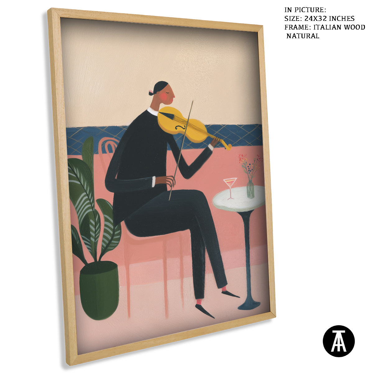 Artwork in Natural Wood Frame