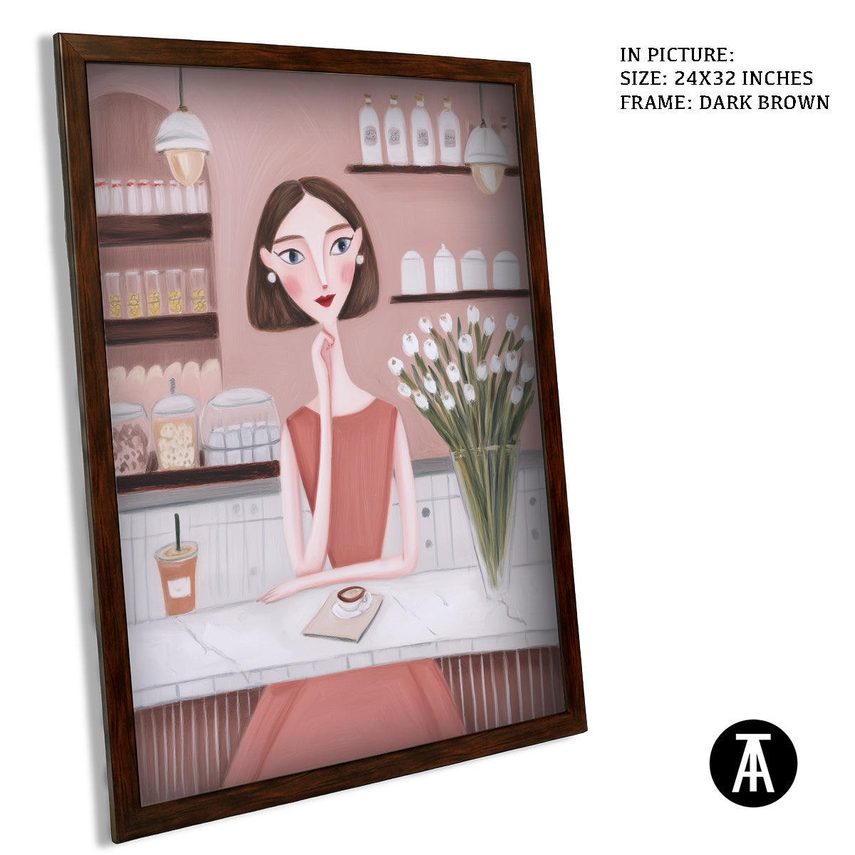 Artwork in Dark Brown Frame