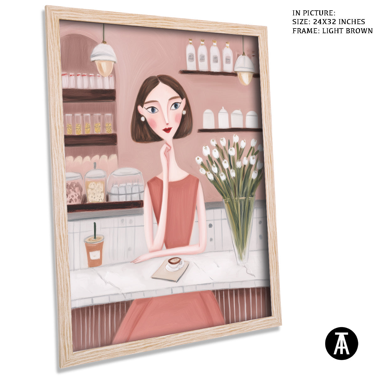 Artwork in Light Brown Frame