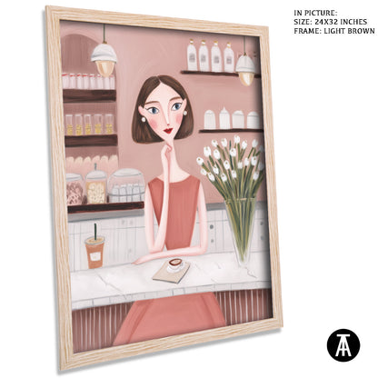 Artwork in Light Brown Frame