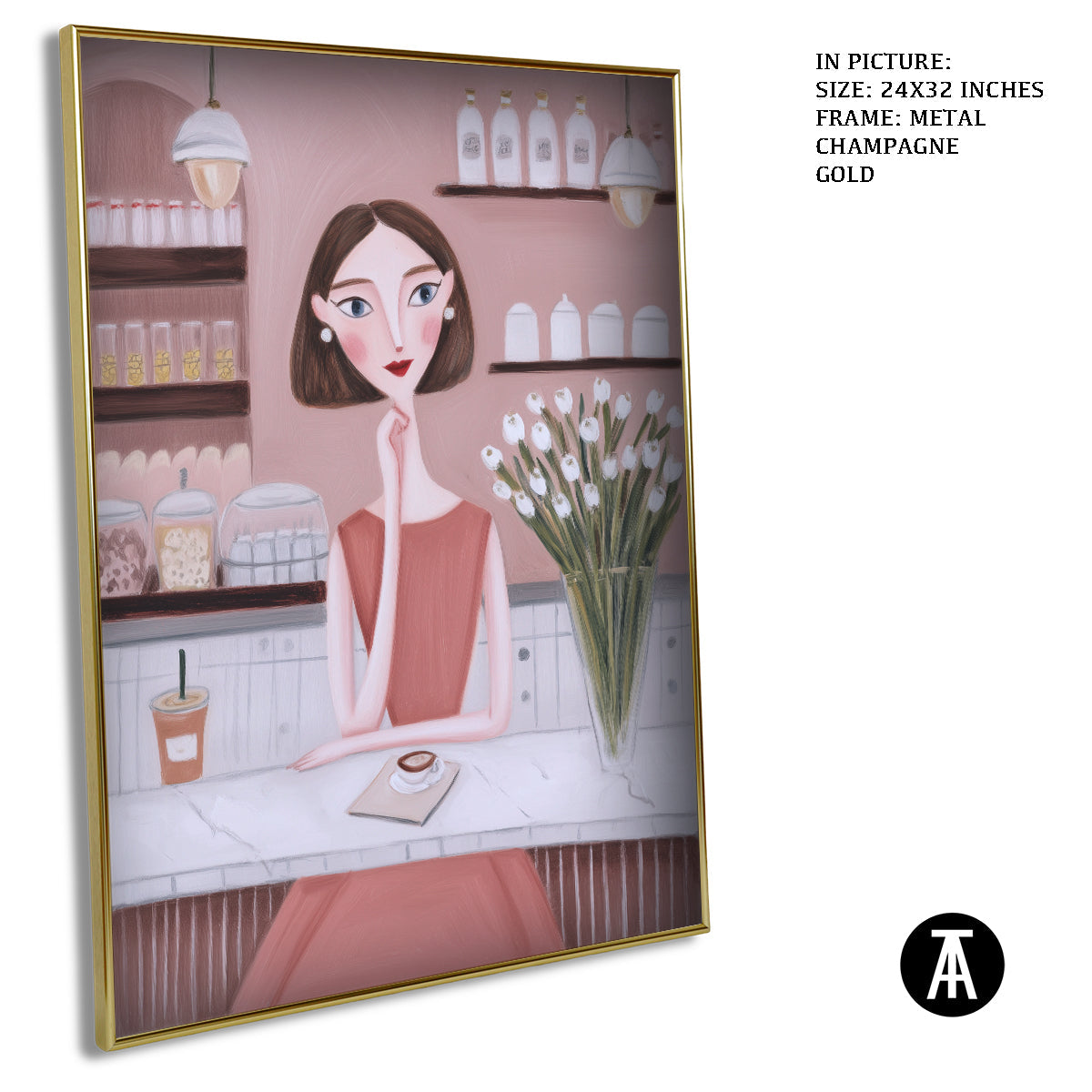 Artwork in Metal Champagne Gold Frame