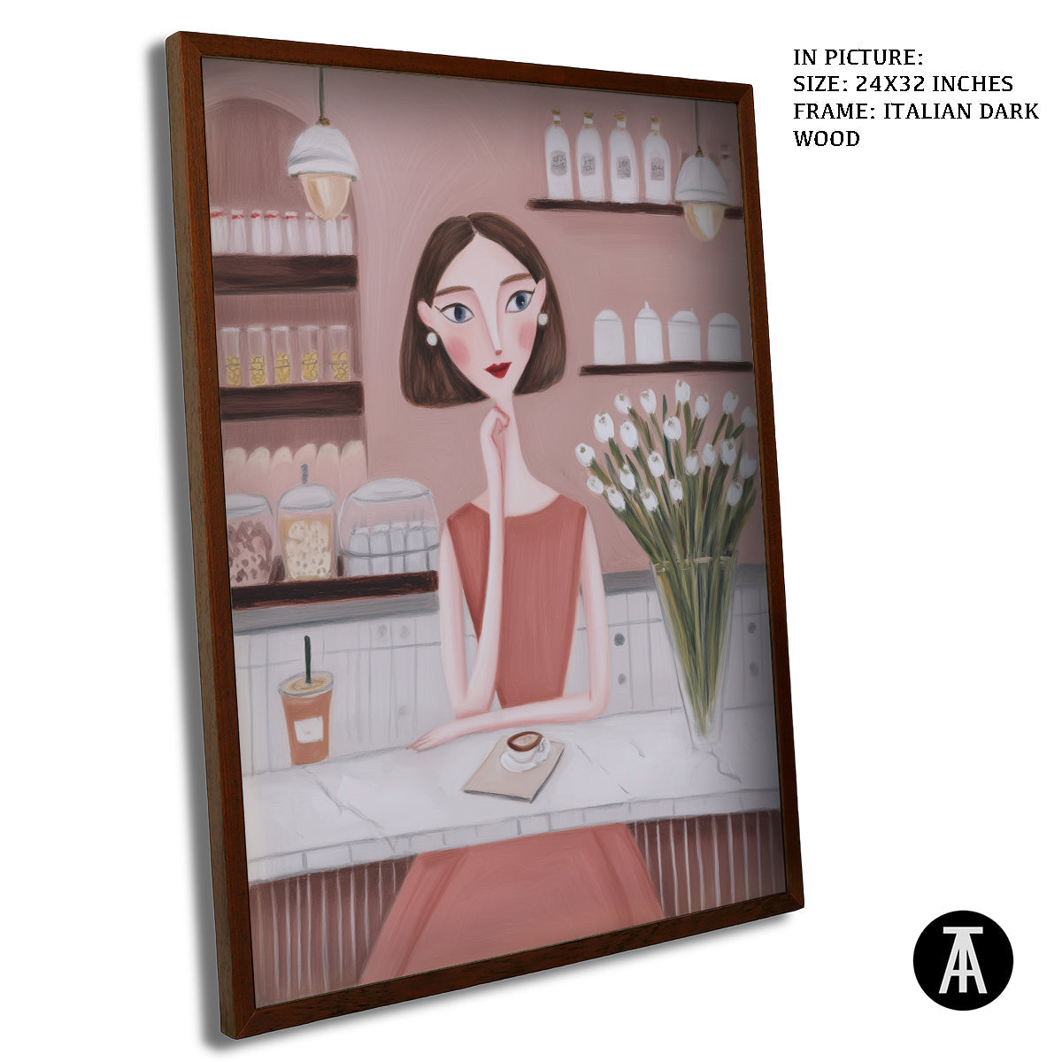 Artwork in Dark Wood Frame