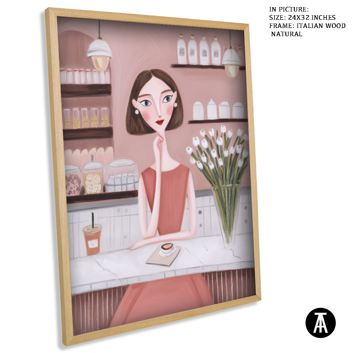 Artwork in Natural Wood Frame