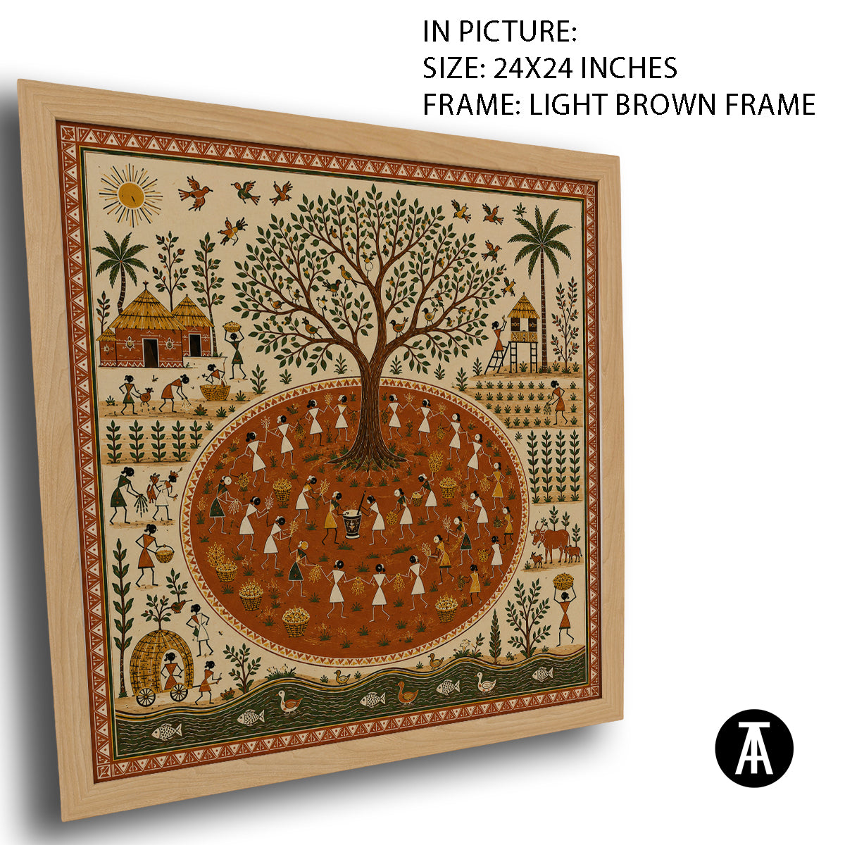 Artwork in Light Brown Frame