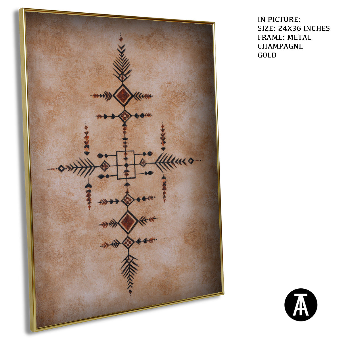 Artwork in Metal Champagne Gold Frame