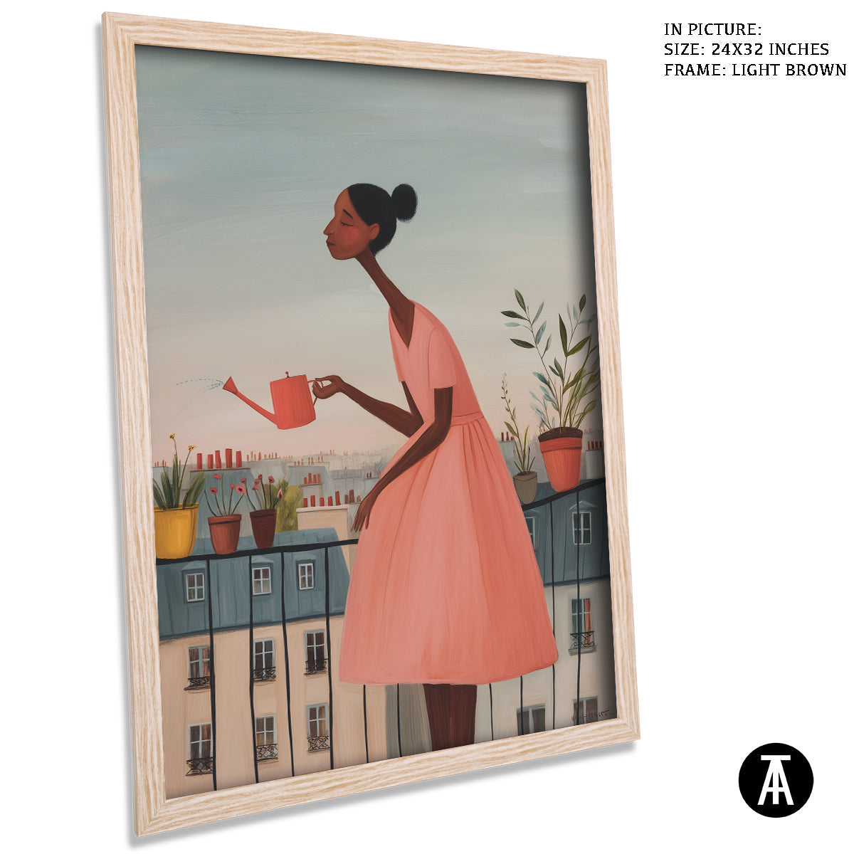 Artwork in Light Brown Frame