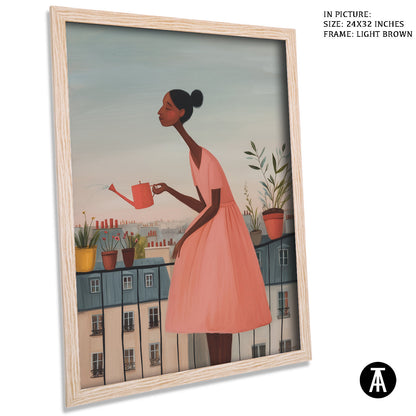 Artwork in Light Brown Frame