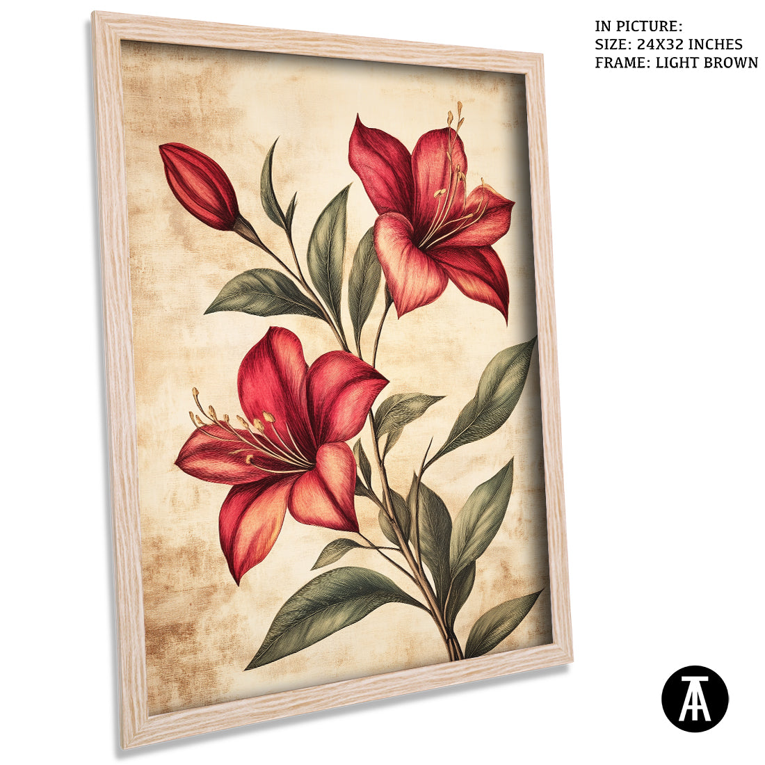 Sample Artwork in Light Brown Frame