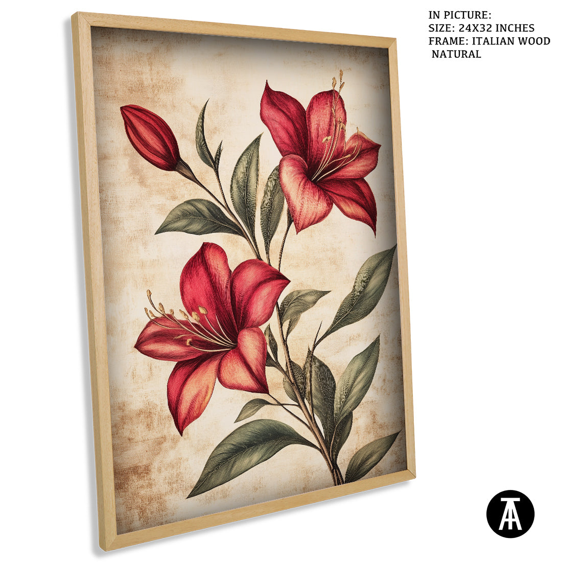 Sample Artwork in Italian Wood Framing Natural