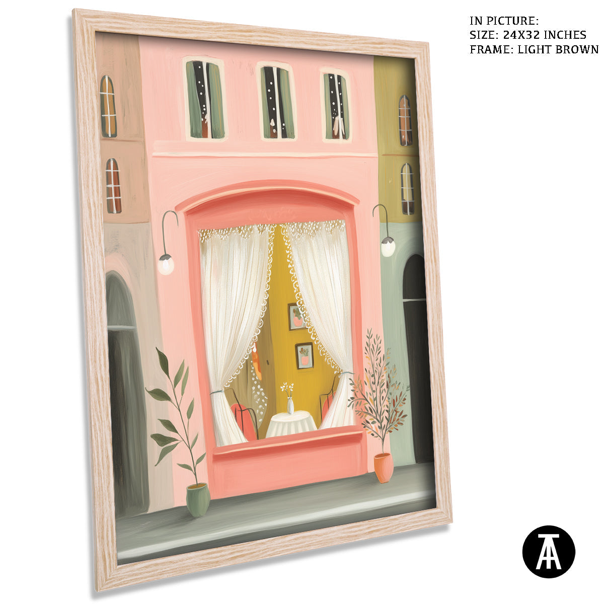 Artwork in Light Brown Frame