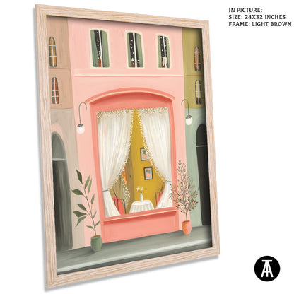 Artwork in Light Brown Frame